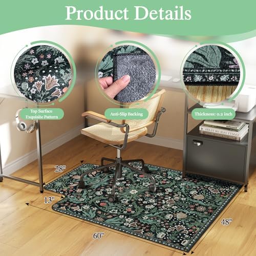 Office Chair Mat for Hardwood Floor & Tile Floor,48"X 60"-Convex Green - Image 2