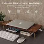 Monitor Stand with 4 USB Ports Walnut Wood Riser for iMac Laptop Computer Monitor – A Sturdy Computer Stand to Elevate Your Screen and Reduce Eye Strain and Maintain Body Position - Image 5
