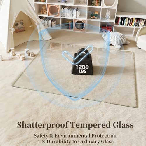 Tempered Glass Chair Mat for Carpet, 46"x46" Clear Floor Mat - Image 2