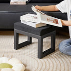 IBUYKE Small Footstool Ottoman, Linen Fabric Footrest, Black WBD001B - Image 2