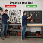 36 x 20 Inch Metal Pegboard Kit, 3Pack Pegboard Panels with 100Pack Hooks, Black Peg Board Wall Organizer for Garage Workbench - Image 5