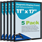 11"x 17" Self Adhesive Magnetic Sign Holder, Double Sided Window Magnetic Display Frame with Clear PVC and Strong Magnetic for Office/Store/Door/Glass/Refrigerator Display Frame(Black, 5Pack) by VAIIGO