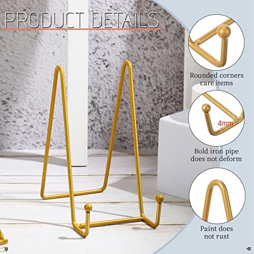 Mixweer 12 Pcs Book Stands for Display Metal Stand, 6", Gold - Image 3