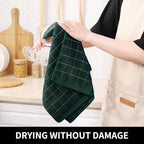 Homaxy Cotton Terry Kitchen Towels and Dishcloths Set of 10, Blackish Green - Image 5