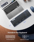 Foldable Keyboard and Mouse, Samsers Folding Bluetooth Keyboard Combo, 2.4G + BT5.0 x 2, Full-Size Portable Travel Keyboard & Rechargeable Wireless Mouse for Windows Android iOS Mac OS, Ocean Blue - Image 3