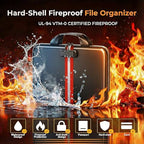 Fireproof Document Organizer with Lock, Semi-Rigid EVA Shell File Box with 13-Pocket Accordion Folder, Water-Resistant Storage for Important Documents, Passports & Certificates - Image 2