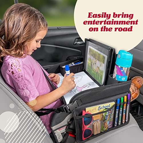 Lusso Gear Kids Travel Tray for Car - Road Trip Essentials for Kids - Car Seat Tray for Toddlers & Kids - for Airplane, Kids Travel Desk, Road Trip Activities (Mermaids) - Image 3