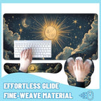 Celestial Moon Desk Mat Set Sun Star Vintage Sky Large Mouse Pad with Wrist Rest 4in1 Desk Mat for Desktop Ergonomic Computer Desk Arm Wrist Anti-Slip Computer Mouse Pad Home Office Gaming - Image 4