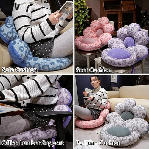 Flower Chair Cushion with Backrest Comfortable Office Chair Pad Student Dormitory Seat Cushion for Sedentary Group Home Decor (Purple, OneSize) - Image 7