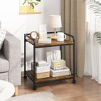 21"x15.8" Large Printer Stand with Storage, 2-Tier Under Desk Printer Table, Rolling Printer Cart with Lockable Wheels for Home, Office (Brown) - Image 7