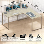 SHW Mission 55 x 60 L-Shape Home Office Computer Desk, Maple - Image 4