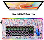 RGB Cute Kawaii Cat Gaming Desk Mat & Mouse Pad, XL, Pink - Image 5