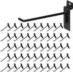 HJW Slatwall Hooks 50 Pack, 6 Inch Black Slat Wall Hanging Hooks by HJW