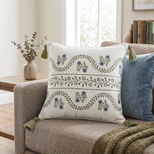 ISAENNE Designer Linen Throw Pillow Cover,Set of 2,18"x18"-Mosella D - Image 2