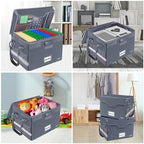 DocSafe Fireproof Document Box with Lock,File Storage Organizer with Zipper Pockets,Collapsible Portable File Box Home Office Safe Filing Cabinet with Handle for Hanging Letter/Legal Folders,Gray - Image 2