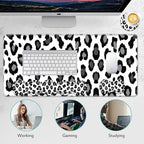 Mouse Pad Set,(31.5×11.8 in) Desk Pad + Keyboard Wrist Rest Support + Mouse Wrist Rest + Coaster for Office,Home,Computer,Laptop - 4 Black and White Leopard Print - Image 6
