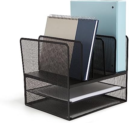 TRU RED Wire Mesh File Organizer, 7-Compartment, Matte Black by TRURED