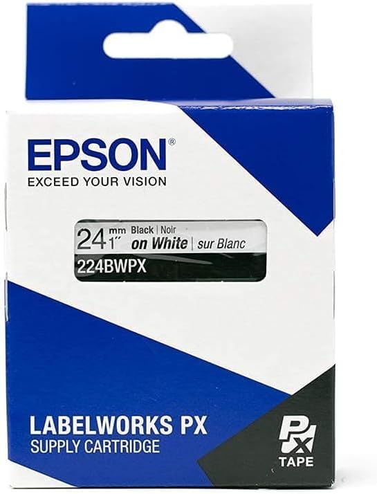 Epson LABELWORKS 224BWPX-5PK Label Tape - Black on White - 1" (24mm), 30ft - Image 6