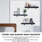 Black Pegboard Shelf, 8 Pack Wooden Pegboard Shelves with Metal Brackets Hooks, Heavy Duty Peg Board Organizer Shelves, Pegboard Accessories Organizer for Crafts Room, Garage, Workbench, Office - Image 4