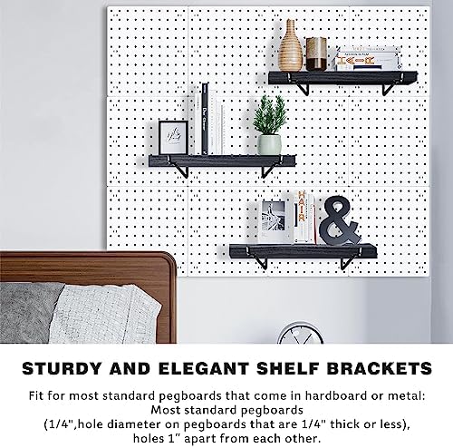 Black Pegboard Shelf, 8 Pack Wooden Pegboard Shelves with Metal Brackets Hooks, Heavy Duty Peg Board Organizer Shelves, Pegboard Accessories Organizer for Crafts Room, Garage, Workbench, Office - Image 4