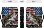 American Flag Fish Pattern Bible Cover for Women Men, Bible Case Bag with Top Handle PU Leather Bible Carrying Case for Church - Image 3