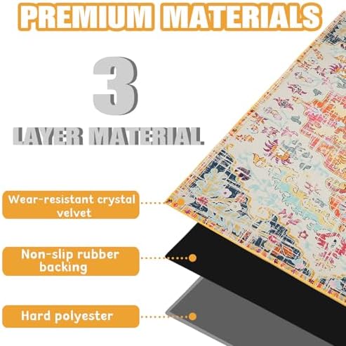 Office Chair Mat for Hardwood Floor 36"X 48" Heavy Duty Desk Chair Rug for Under Gaming Rolling Chairs Computer Decor Protect Mats Low Pile Non-Slip Rubber for Carpet & Tile Floor-Retro Classic Boho - Image 4