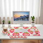 Strawberry Disco Desk Mat Set Fruit Pink Checkered Cute Large Mouse Pad with Wrist Rest 4in1 Desk Mat for Desktop Ergonomic Computer Desk Arm Wrist Anti-Slip Computer Mouse Pad Home Office Gaming - Image 6