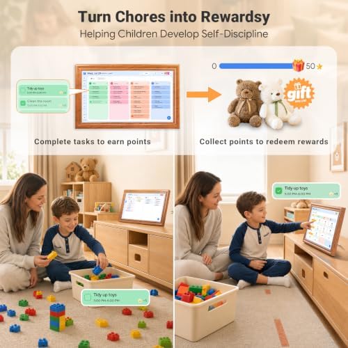 DP1503 Smart Digital Calendar&Chore Chart, 15.6"Family Hub Planner (Walnut) - Image 4