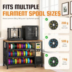 3D Printer Stand with Storage, 3-Tier Filament Storage Rack, Power Strip, Side Drawer, Heavy-Duty Printer Table, 31.4 x 24 in Worktop - Image 6