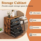 DREAMADE Rolling File Cabinet, 5-Drawer Under Desk File Cabinet - Image 4