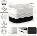 4 Pack Storage Baskets for Organizing, 11''Lx9''Wx8''H Woven Baskets for Storage Toys, Towels, Books, and Clothes, Cotton Rope Basket for Shelves with Handle - Image 2