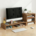 Solid Wood Monitor Stand Riser & Laptop Stand Desk Organizer - Office Accessories for PC Workspace, Computer Organization, Countertop Hutch Flamed Wood Combination 1 by Unknown
