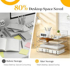 HIYOHIYO Clear Office Desk Organizer for A4 Letter Paper, 4 Tier Horizontal - Image 4
