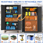 GAIOUS 79'' Tall Metal Garage Storage Cabinet, Home Office Cabinet Black - Image 3