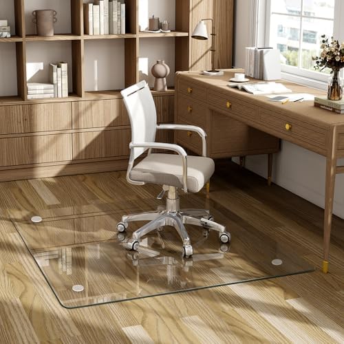 40"X47" Tempered Glass-Glass Chair Mat, Heavy Duty Hard Floor Mat - Image 3