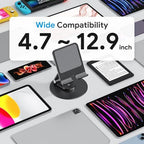 OMOTON Swivel Tablet Stand for iPad with 360 Rotating Base, Foldable Adjustable Holder for Drawing, Compatible with iPad Pro/Air/Mini and More, Black Gray - Image 7