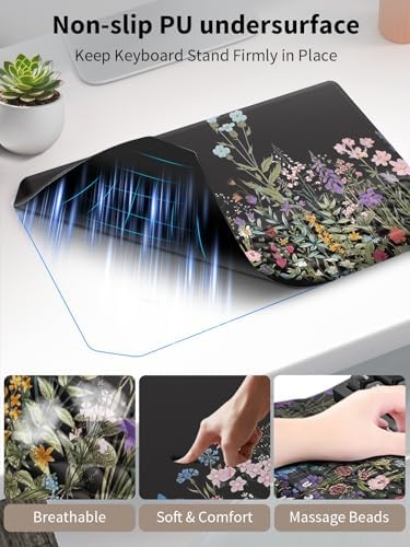 3-in-1 Ergonomic Keyboard Stand with Wrist Rest & Mouse Pad Set, Flower - Image 6