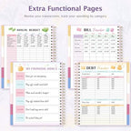Ospelelf Budget Planner Undated, Money Expense Tracker with Pocket & Stickers, Thick Cardboard Cover, Large Pages for Spacious Writing, Original Fun Colorful Design, 12 Month Financial Notebook, Purple Floral - Image 6