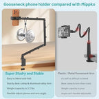 Adjustable Phone Stand,3-Stage Long Arm Holder Heavy Duty Desk Clamp Mount - Image 6