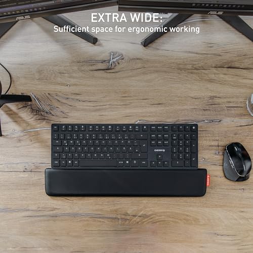 CHERRY PALMREST Ergo, Extra-Wide Ergonomic Wrist Rest, Compatible with Any Keyboard, Extendable Feet, 3 Different Tilt Angles, Comfortable, Non-Slip Bottom, Black - Image 5