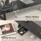 TEAMIX 39.4 inch Dual Monitor Stand Riser with Drawer & Phone Holder, Black - Image 4