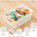 12 Pack Plastic Storage Baskets for Organizing, Storage Baskets for Shelves with Handles, Small Storage Bins with Labels, Classroom Storage Organization for Cabinet,Closet, Office - Image 5