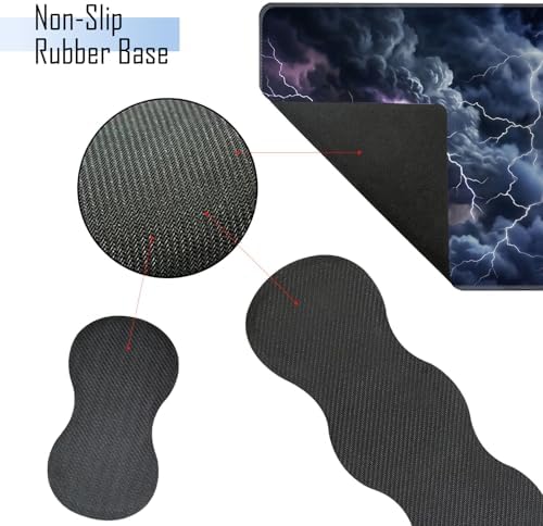 TGFEWYTJYJ Extended Gaming Mouse Pad,Memory Foam Ergonomic Keyboard Mouse Wrist Rest Support Set,Large Desk Mat with Stitched Edges,Non-Slip Base Mousepad Home Office,Bald Eagle Lightning - Image 3