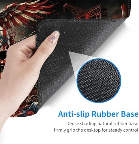 Desk Mat, Mouse Pad with Wrist Rest, 4-in-1 Large Mouse Pads for Desk, Ergonomic Mouse Pad and Keyboard Wrist Rest Gaming Keyboard Mat for Office,Skull American Flag - Image 4