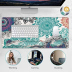 Mouse Pad Set,(31.5×11.8 in) Desk Pad + Keyboard Wrist Rest Support + Mouse Wrist Rest + Coaster for Office,Home,Computer,Laptop - 4 Abstract Flower - Image 6