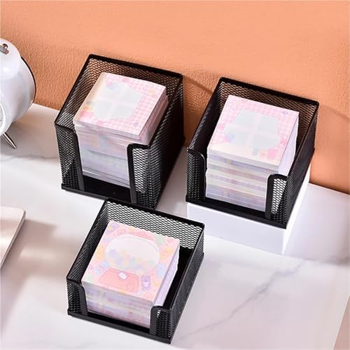 Metal Mesh Desktop Sticky Note Box 5-Pack Office Storage Organizer - Image 4