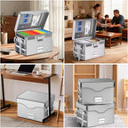 DocSafe 5200°F Fireproof Document Box with Lock,Heat Insulated File Organizer Storage with Pockets,Collapsible Portable Home Office Safe Box with Handle for Hanging Letter/Legal Folders,Silver - Image 2