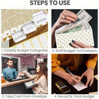 Three Way Cut Cash Envelope Wallet Azure All in One Budget System RFID Blocking with 12x Tabbed Envelopes 12x Monthly Budget Cards 1x Yearly Budget Planner Sheet Complete Money Organizer Set - Image 6