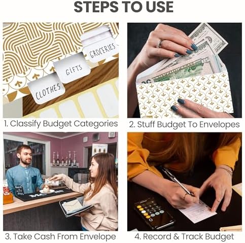 Three Way Cut Cash Envelope Wallet Azure All in One Budget System RFID Blocking with 12x Tabbed Envelopes 12x Monthly Budget Cards 1x Yearly Budget Planner Sheet Complete Money Organizer Set - Image 6