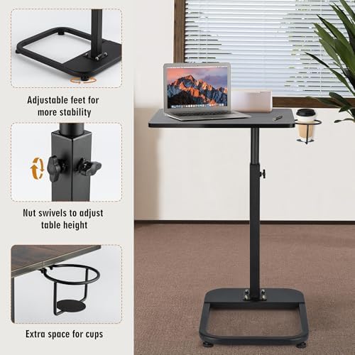 facka Adjustable C-Shaped TV Tray Table 18-32 Inch Height Couch Table - Image 4